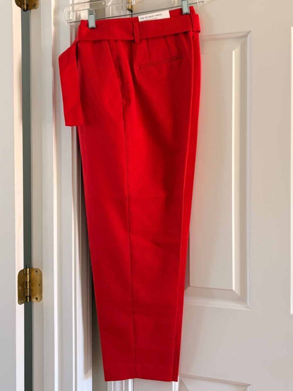 Ann Taylor Red Cropped Tie-Waist Trousers